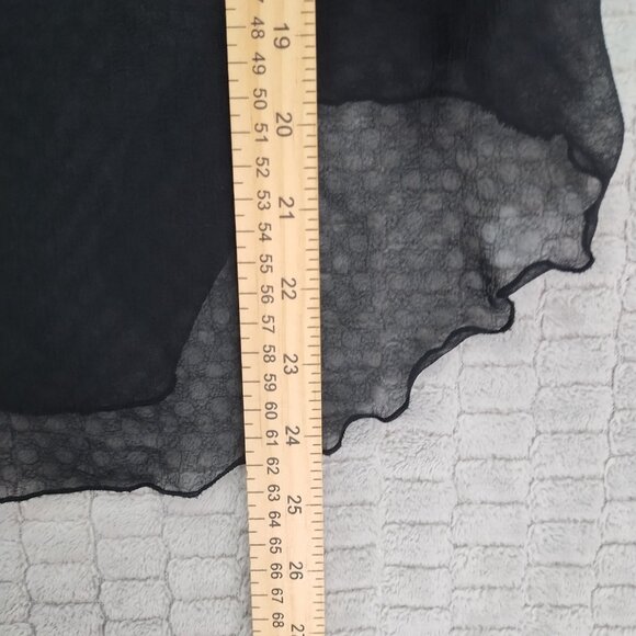 Black and Tan Sheer Blouse Ruffled Collar and Flutter Sleeves-Rachel Roy-Sz M - Picture 10 of 10